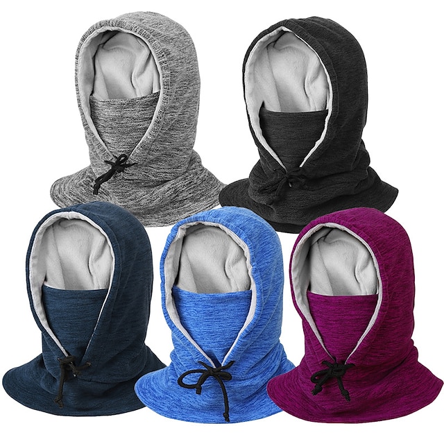  Men's Unisex Protective Hat Cap Black Royal Blue Solid Color Thermal Warm Fleece Lining Windproof Soft