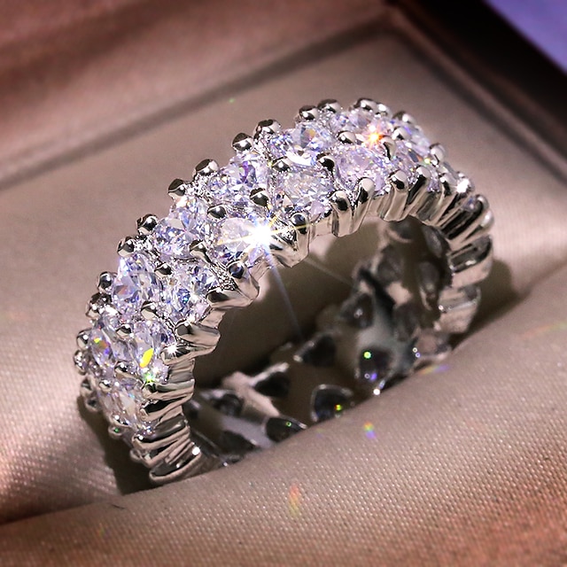  1 stk Bandring Ring For Kvadratisk Zirconium Dame Bryllup Klar geometrisk Messing Hjerte