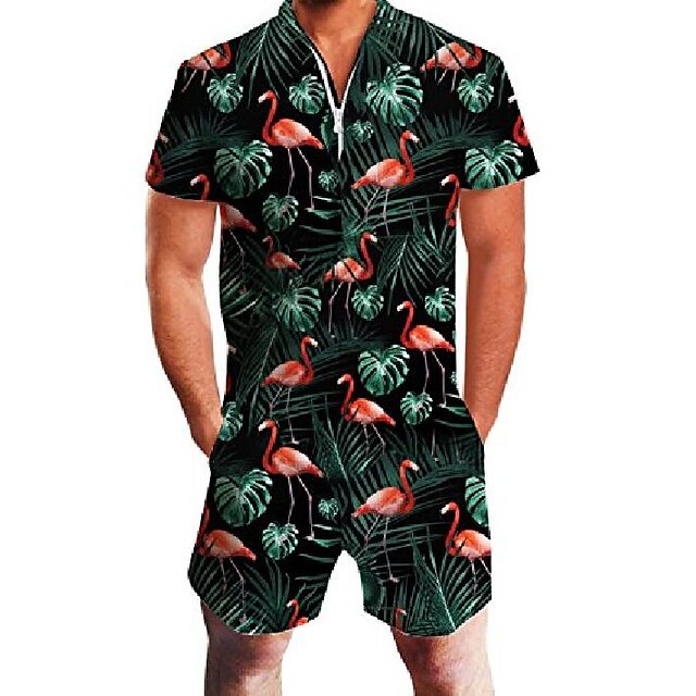  men 3d graphic bro romper jumpsuit summer shorts one piece romper outfits