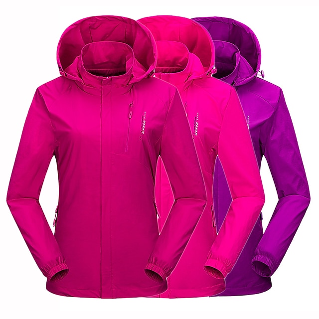  Women's Hoodie Jacket Hiking Jacket Hiking Windbreaker Winter Outdoor Solid Color Waterproof Windproof Soft Comfortable Top Camping / Hiking Fishing Climbing Violet Red Fuchsia
