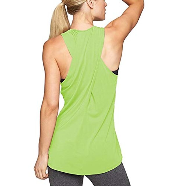  tops de treino para mulheres, camisa de ioga cross back sem mangas racerback treino regata ativa (verde-a, grande)