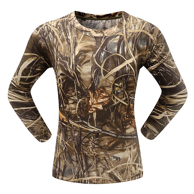  Men's Hunting T-shirt Tee shirt Camo / Camouflage Long Sleeve Outdoor Spring Summer Ultra Light (UL) Breathability Quick Dry Breathable Top Cotton Polyester Camping / Hiking Hunting Fishing Traveling