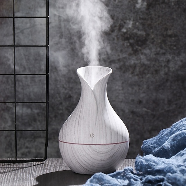  grão de madeira branco mini led umidificador de ar ultrassônico difusor purificador de ar aroma de névoa de óleo essencial