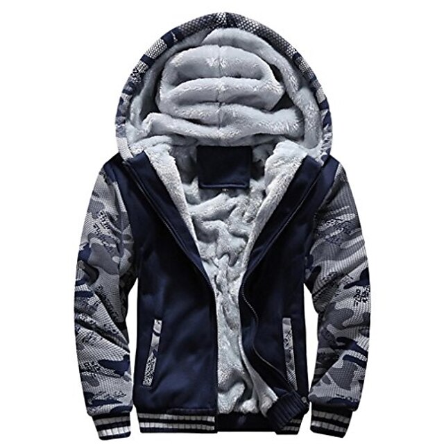  hodie de moda adolescente para meninos, jaqueta com zíper com capuz de lã quente de inverno (azul, m)