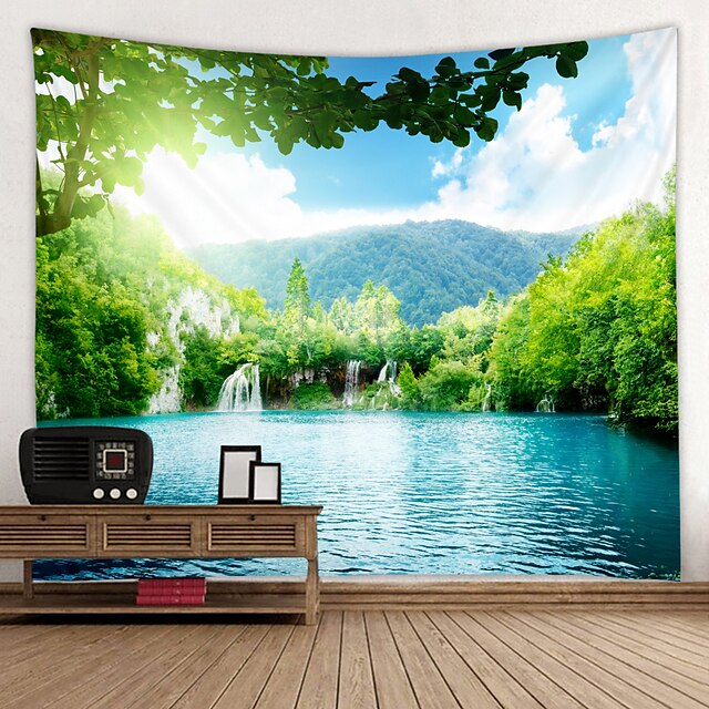  Lac rivière grand mur tapisserie art décor toile de fond couverture rideau suspendu maison chambre salon décoration