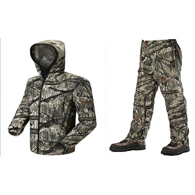  Men's Unisex Hunting Jacket with Pants Outdoor Windproof Quick Dry Breathable Wear Resistance Spring Summer Camo / Camouflage Clothing Suit Polyester Camping / Hiking Hunting Fishing Jungle camouflage