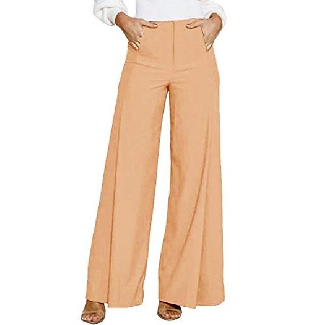  pantaloni lunghi palazzo a vita alta da donna pantaloni larghi a gamba larga pantaloni da completo con tasche color cachi