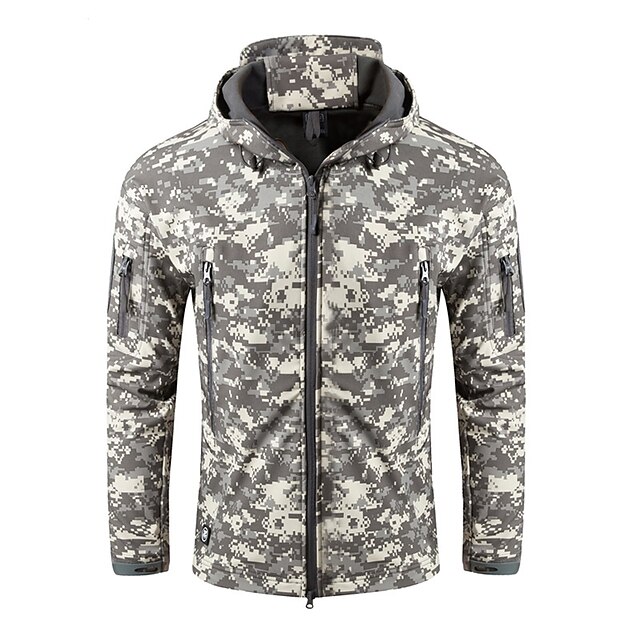  Nuckily Men's Hoodie Jacket Hunting Jacket Outdoor Windproof Warm Soft Comfortable Winter Camo Solid Colored Jacket Polyester Camping / Hiking Hunting Fishing Digital Desert Python Black Army Green