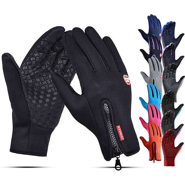  Winter Gloves Running Gloves Anti-Slip Touchscreen Thermal Warm Full Finger Gloves Men's Women's Cold Weather Skiing Hiking Running Driving Cycling Texting Lining Zipper Winter Fleece Neoprene / SBR