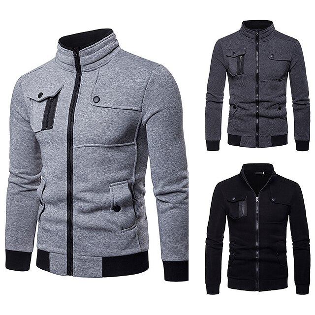  Men's Golf Jacket Long Sleeve Windproof Breathable Warm Athleisure Sports Outdoor Autumn / Fall Spring Winter Solid Color Dark Grey Black Light Grey / Micro-elastic