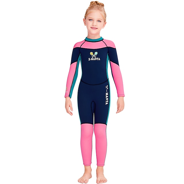  Dive&Sail Girls' 2.5mm Full Wetsuit Diving Suit SCR Neoprene High Elasticity Thermal Warm UPF50+ Quick Dry Back Zip Long Sleeve - Patchwork Swimming Diving Surfing Scuba Autumn / Fall Spring Summer