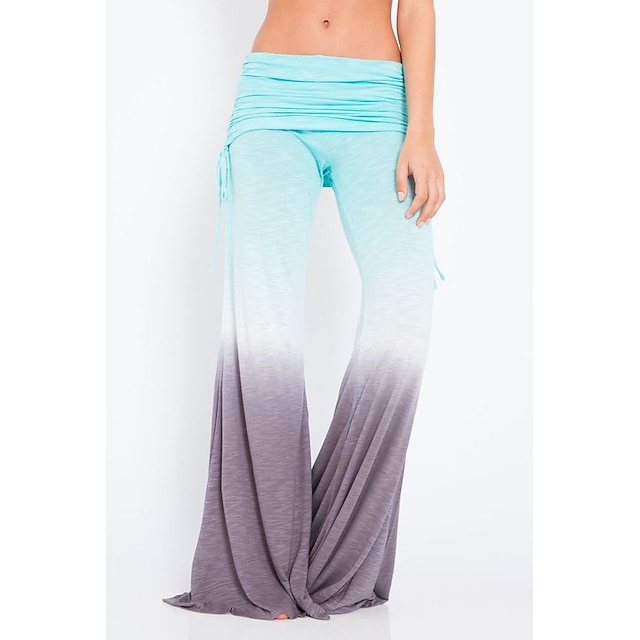  Pantalones de yoga para mujer, pantalones acampanados suaves de moda con efecto tie-dye, pantalones de salón palazzo de pierna ancha elásticos, gris