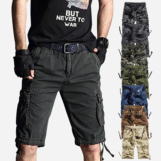  Hombre Pantalones cortos de senderismo Pantalones cortos cargo de senderismo Pantalones cortos tácticos Militar Color sólido Verano Al aire libre 10