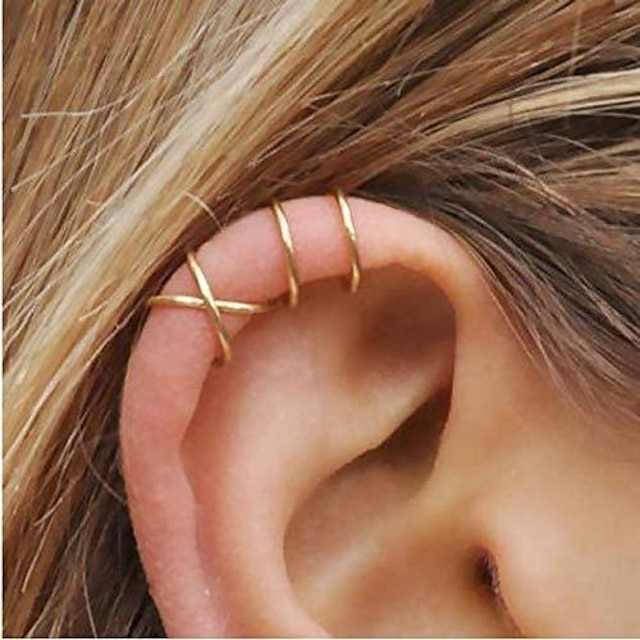  5 piece women cute ear cuff cross ear cuff for non-pierced for girls ear clip earrings minimalist earrings cartilage ear cuff simple fashion unique jewelry gift for her (gold)
