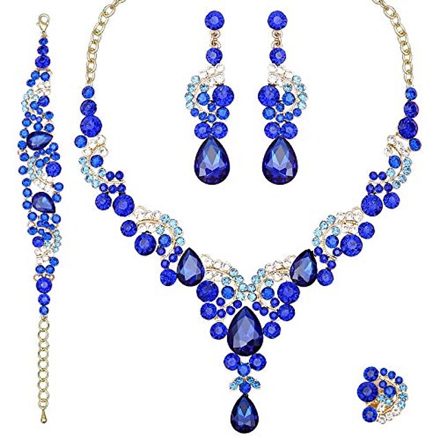  elegant necklace earrings bridal austrian crystal jewelry sets brides wedding costume accessories gifts for women