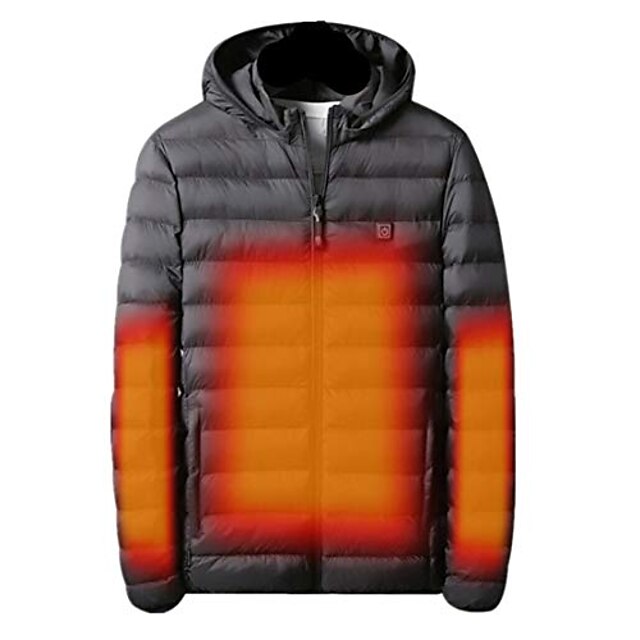  Men's Hoodie Jacket Heated Jacket Winter Outdoor Thermal Warm Coat Top Camping / Hiking Ski / Snowboard Casual Blue Black Gray