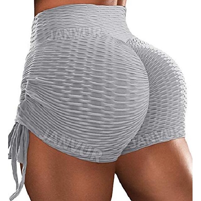  kvinners ruched rumpe anti cellulite shorts rumpe løft booty scrunch teksturert trening shorts sexy sport høy midje hot kort