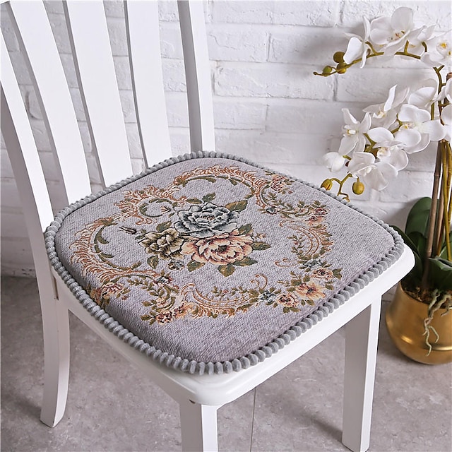  Decorative Toss Pillows Exquisite Jacquard Solid Color European style Embossing Thicken Chair Cushion Home Office Seat Bar Dining Chair Seat Pads Garden Floor Cushion