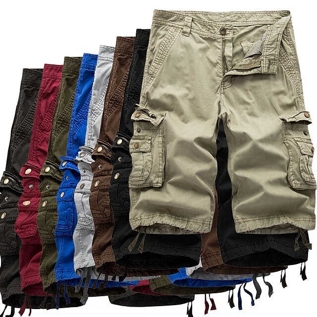  Men's Hiking Cargo Shorts Tactical Shorts Summer Ventilation Wearproof Soft Cotton Solid Colored for Fishing Hiking Outdoor Exercise White gray Dark Gray khaki 30 31 32 34 36