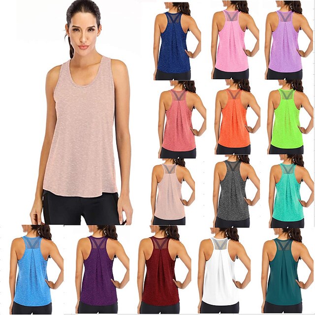  Women's Sleeveless Running Tank Top Singlet Top Athletic Athleisure Summer Quick Dry Breathable Soft Gym Workout Running Jogging Training Exercise Sportswear Solid Colored Normal Watermelon Red