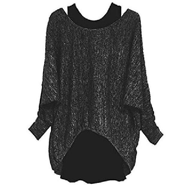  Women's Pullover Sweater Jumper Crew Neck Knit Nylon Spring Fall Tunic Daily Going out Stylish Casual Solid Color Wine Red Black Gray S M L