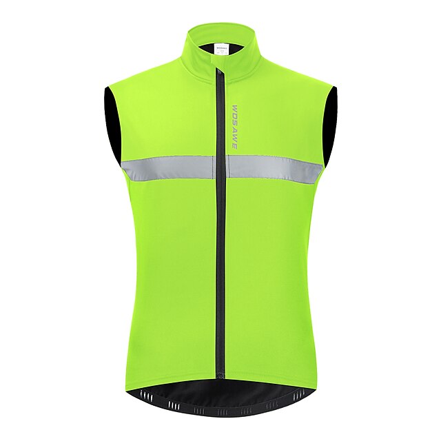  WOSAWE Men's Cycling Jersey Cycling Vest Fleece Jacket Sleeveless - Winter Fleece Navy Green Black Solid Color Bike Thermal Warm High Visibility Waterproof Windproof Breathable Vest / Gilet Sports