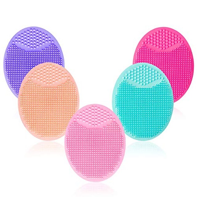  facial cleansing brush,super soft silicone face cleanser massager brushes manual face scrubber handheld mat scrub exfoliating cleaner for sensitive delicate dry skin, hair brush (5 pack set)