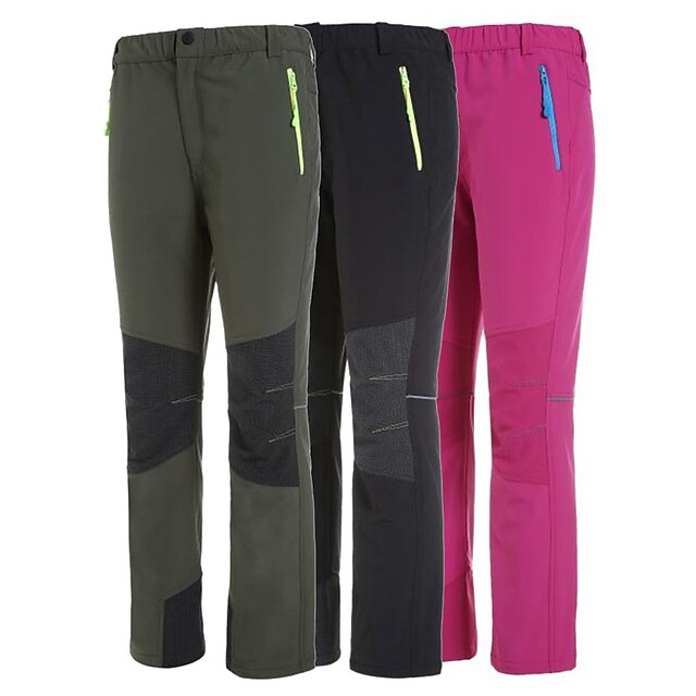  Boys' Girls' Hiking Pants Trousers Softshell Pants Solid Color Winter Outdoor Waterproof Windproof Breathable Soft Pants / Trousers Bottoms Army Green Black Fuchsia Camping / Hiking Hunting Fishing