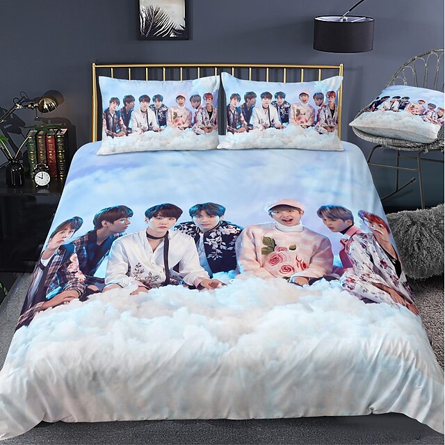  BTS-Bettbezug-Set, Bettdecken-Set, Bettbezug, Queen/King-Size/Twin/Single/(enthalten 1 Bettbezug, 1 oder 2 Kissenbezüge), 3D-Digitaldruck