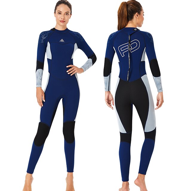  Dive&Sail Women's 3mm Full Wetsuit Diving Suit SCR Neoprene High Elasticity Thermal Warm UPF50+ Fleece Lining Back Zip Long Sleeve Full Body - Patchwork Swimming Diving Surfing Snorkeling Autumn