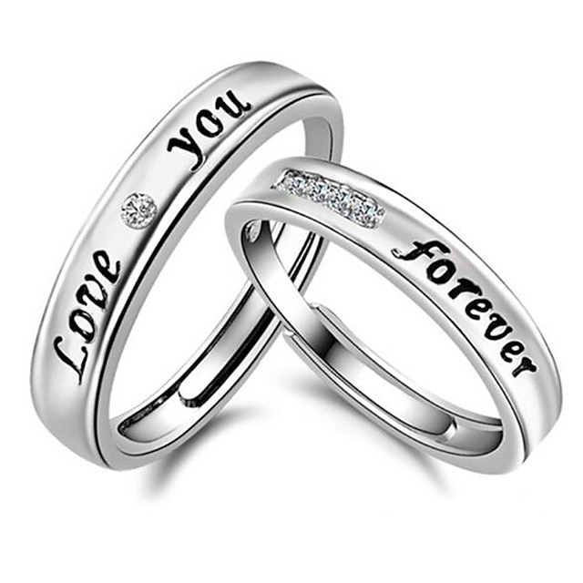  Couple Rings Classic Silver Letter Copper Silver-Plated 2pcs Fashion Adjustable / Couple's / Band Ring / Promise Ring / Adjustable Ring / Wedding