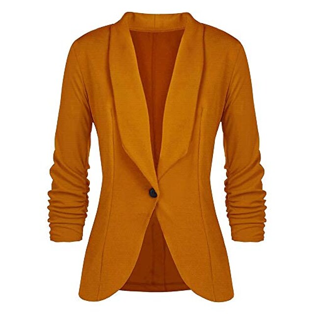  Women's Coat Classic Style Solid Color Solid Long Sleeve Coat Business Fall Spring Regular Jacket Sapphire / Work / V Neck