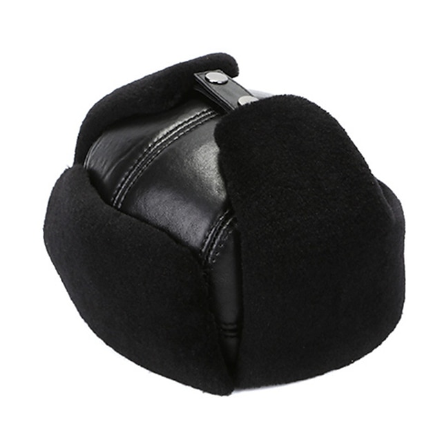  mumcu's shearling sheepskin leather russian ushanka fur hat (large, black)