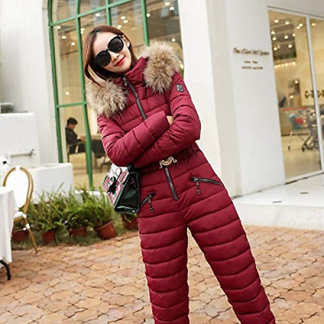  Women's Jumpsuit Ski Suit Outdoor Thermal Warm Waterproof Windproof Breathable Winter Snow Suit Clothing Suit Detachable Hood for Skiing Ski / Snowboard