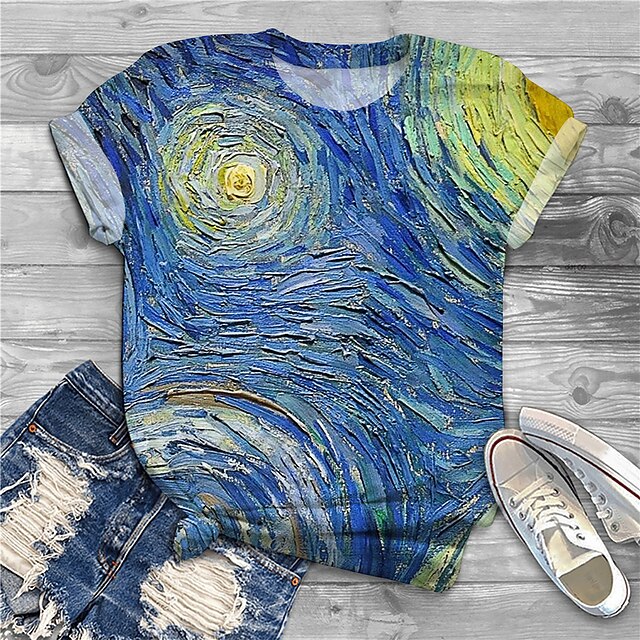  Women's Plus Size Tops T shirt Graphic Print Short Sleeve Round Neck Big Size / Holiday