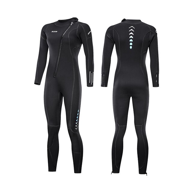  Women's 3mm Full Wetsuit Diving Suit SCR Neoprene High Elasticity Thermal Warm Quick Dry Front Zip Long Sleeve - Solid Color Swimming Diving Surfing Scuba Autumn / Fall Spring Summer