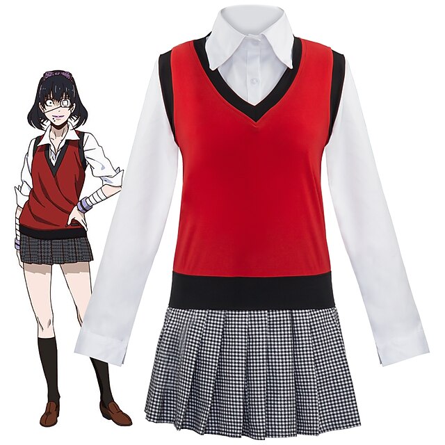  Inspirado por Kakegurui / jogador compulsivo Comemorando Midari Anime Trajes de cosplay Japanês Trajes de cosplay Uniformes Escolares Colete Blusa Saia Para Mulheres