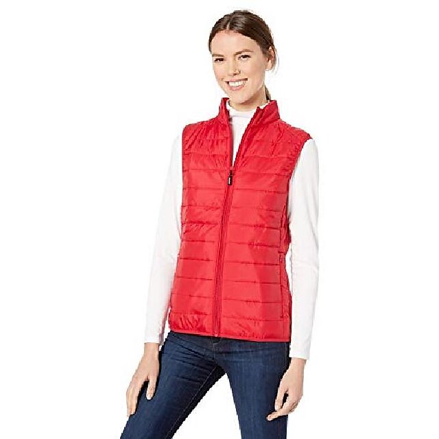  Women's Hiking Vest Quilted Puffer Vest Down Vest Winter Jacket Trench Coat Top Outdoor Winter Thermal Warm Packable Breathable Lightweight Wine Pink Black Skiing Hunting Fishing