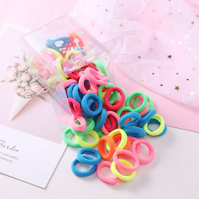  50pcs Toddler Active Girls' Black / Blue Pure Color / Mixed Color Solid Colored Hair Accessories Nylon Purple / Blushing Pink / Rainbow One-Size / Hair Tie
