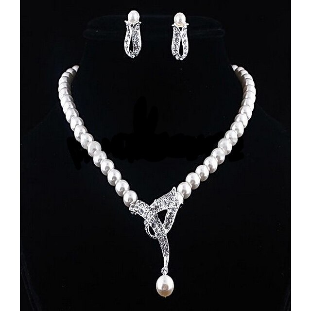  Dame Brude smykker sett Imitert Perle Elegant Mote Koreansk øredobber Smykker Sølv Til 1set Fest Bryllup Gave Engasjement Festival