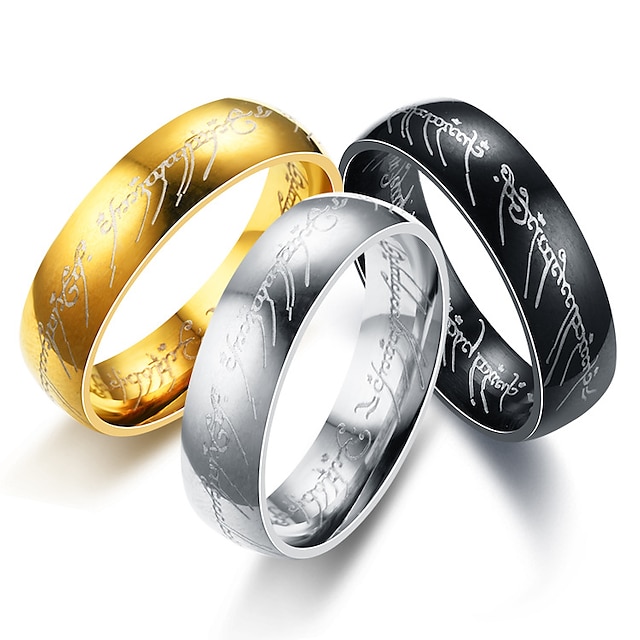  Band Ring Classic Silver Gold Black Titanium Steel Number Letter Lord of the Ring Artistic European Inspirational 1pc 6 7 8 9 10 / Men's