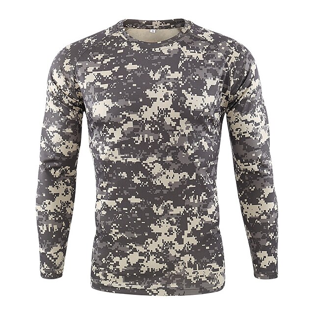  Men's Camo / Camouflage Hunting T-shirt Tee shirt Long Sleeve Outdoor Breathability Wearable Soft Fall Spring Polyester Yellow Army Green Camouflage Green Camouflage Gray