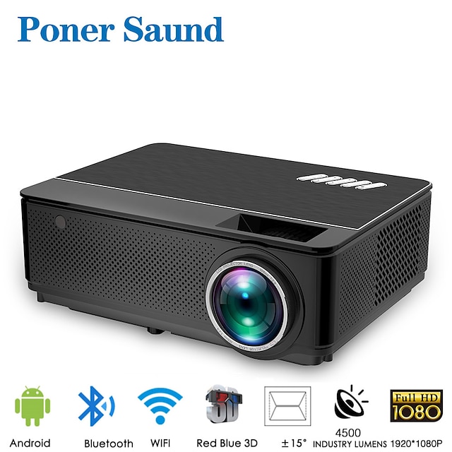  Poner Saund M6 WLAN-Projektor Android 4k Full HD LED-Projektor für Smartphone Mini tragbaren Projektor Bluetooth für Film Smart Home
