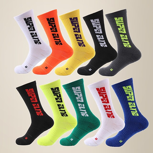  Adults 1 Pair Running Socks Men's Basic Anti-Slip Quick Dry Breathable Socks Basketball Football / Soccer Running Jogging Sports Solid Colored Spring, Fall, Winter, Summer Polyester Red / White Black