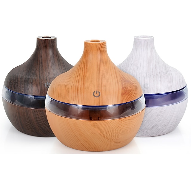  300ML USB Air Humidifier Electric Aroma Diffuser Mist Wood Grain Oil Aromatherapy Mini Have 7 LED Light For Car Home Office