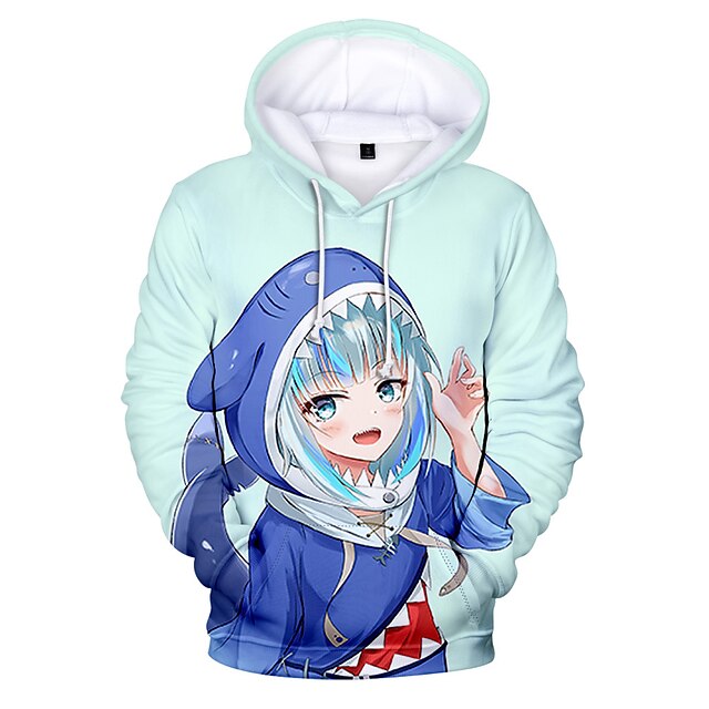  Inspired by Gawr gura Cosplay Costume Hoodie Cosplay Graphic 100% Polyester Hoodie Printing For Men's / Women's