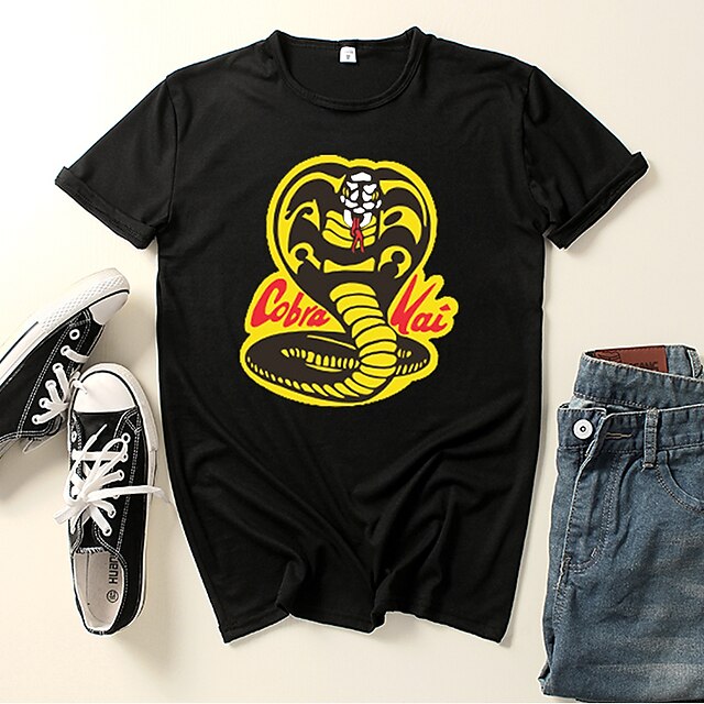  Cobra Kai das Karatekind Cobra Kai Cosplay Kostüm T-Shirt-Ärmel Anime Grafik-Drucke Print Harajuku Grafik T-shirt T-Shirt Für Herren Damen Erwachsene