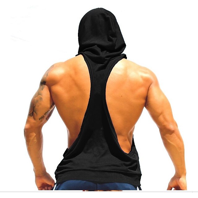  LITB Basic Men's Hooded Sleeves Muscle Tee Super Loose Workout T Moisture Absorption Comfy Soft Tank Fitness Essential Outfit Wear
