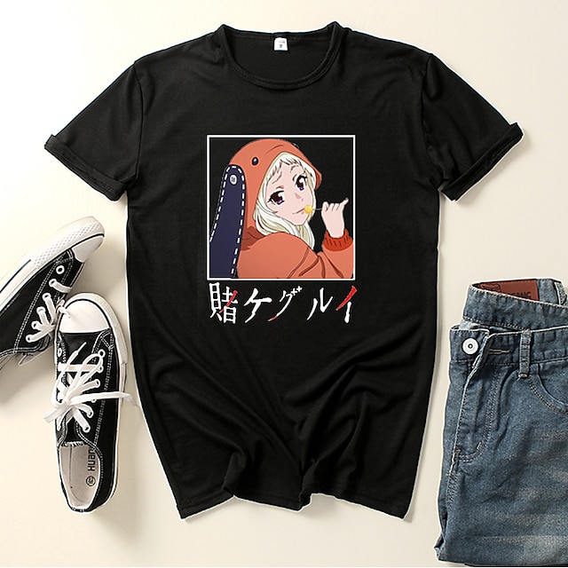  Inspireret af Yomoduki Runa Kakegurui Mikrofiber Cosplay kostume T-shirt Printer Grafiske tryk T恤衫 Til Herre / Dame