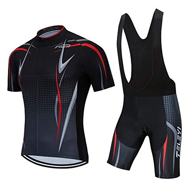  men's cycling jersey bib shorts black sets bike clothing short sleeve